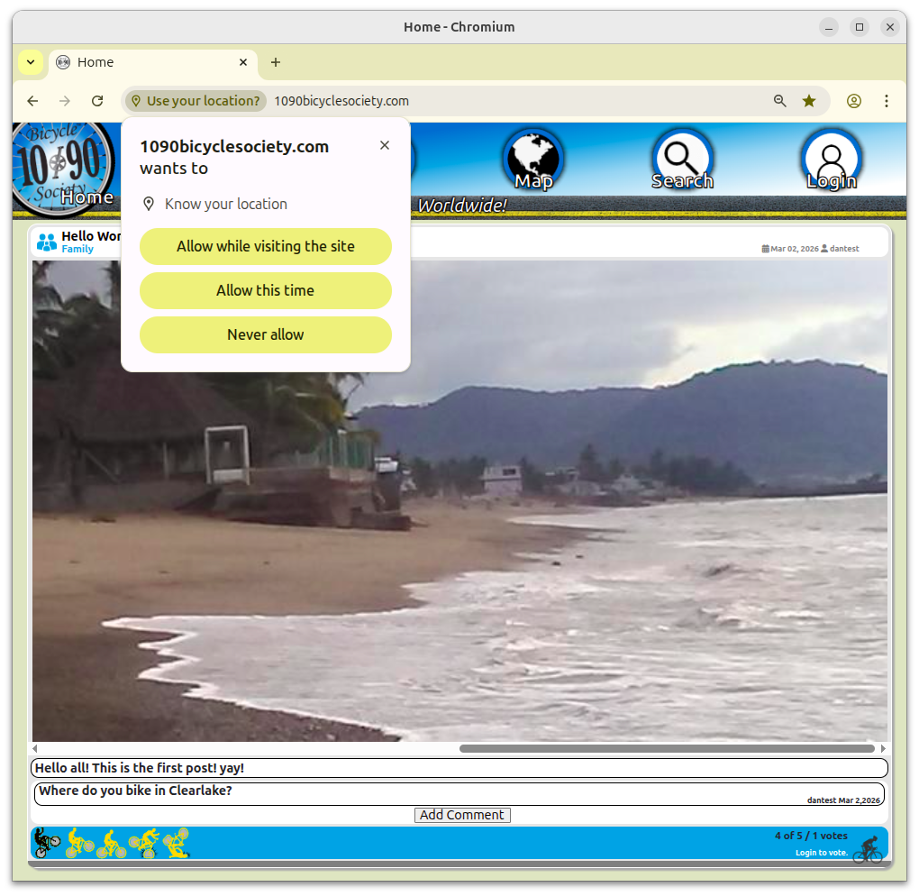 Browser prompt requesting location access